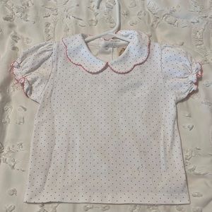 Beaufort Bonnet Company Pink Polka Dot Peter Pan Collar Top